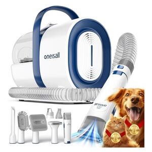 Oneisall Dog Pet Grooming Vacuum with Clipper Nail Grinder 7 Tools For Shedding